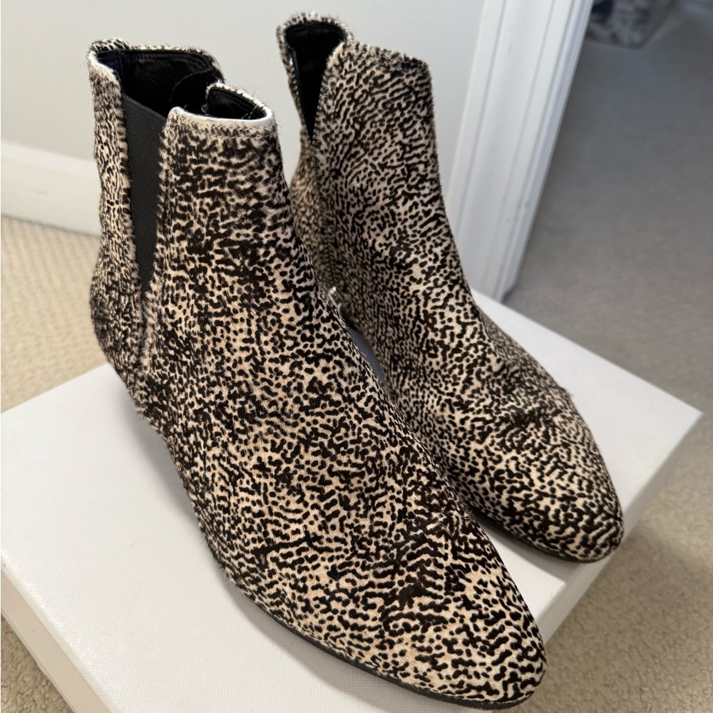 Isabel Marant Etoile Calf Hair Leather Dotted Ankle Boots Patsha Size 39